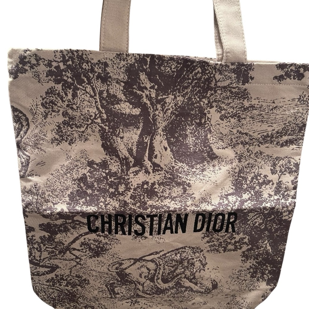 Dior Elegant Canvas Tote in Gray and Cream